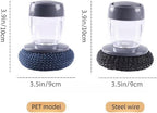 Soap Dispense Palm Scrub dishwashing Kitchen Scrubber Press Automatic Liquid wash Pot (Steel Wire)