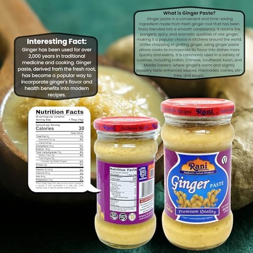 Rani Ginger Cooking Paste 10.5oz (300g) Glass Jar ~ Vegan | Gluten Free | NON-GMO | No Colors | Indian Origin