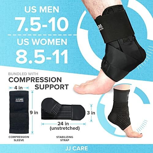JJ CARE Ankle Stability Brace - Lace Up Adjustable Ankle Brace for Men Sprained Ankle With 2 Compression Sleeves and Straps, Breathable Ankle Braces for Women Support, Sleeping, Sports & Injuries