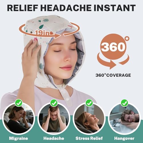 Flaxseed Heating Pad for Tension Headaches, Relief and Deep Conditioning Therapy Hot Cap for Hair Care, Natural Microwave Heating Cap for Head Pressure and Stress Relief