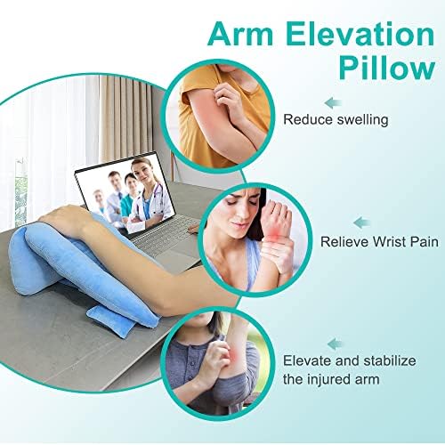 Zelen Arm Elevation Pillow Support Wedge with Mouse Wrist Pad Elevating Arm Medical Pillow Post Surgery Elevated Surgical Wedge Arm Pillows for Sleeping Wedge Foam Support Hand Elevator Arm