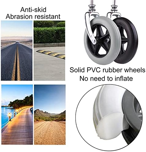 LIGUOYI Front Wheelchair Wheel, 2 Pcs Wheelchair Front Caster, 6 in 7 in 8 in Wheel 5/16 Inch Bearing, Silence,Anti-wear & Non-Slip, Solid Rubber Front Rear Caster, Replacement Wheels for Wheelchairs