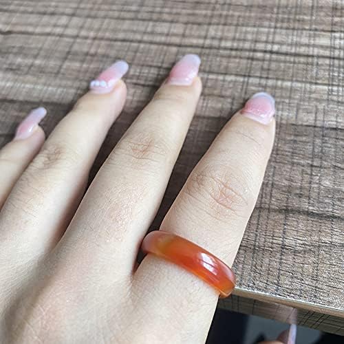 Carnelian Crystal Rings Natural Carnelian Gemstone Band Ring for Women Carnelian Smooth Round Donut Ring