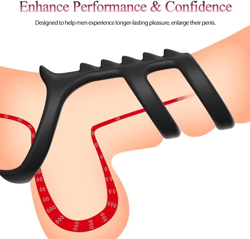 Silicone Cock Ring, Penis Sleeve Sex Toys Triple Cock Rings for Male Penis Enlarger Penis Extender Delay Ejaculation Enhance Erection Ball Stretcher