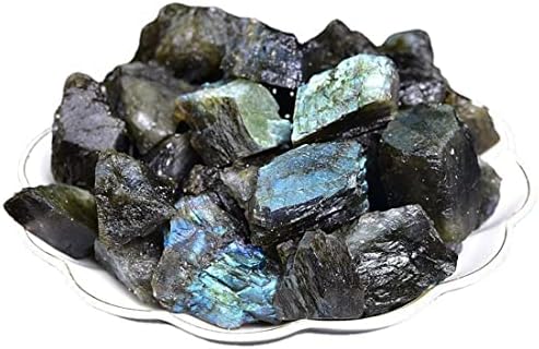 Labradorite Raw Crystals, Large 1.25-2.0" Healing Crystals Natural Rough Stones Crystal for Tumbling, Cabbing, Fountain Rocks, Decoration, Polishing, Wire Wrapping, Wicca & Reiki