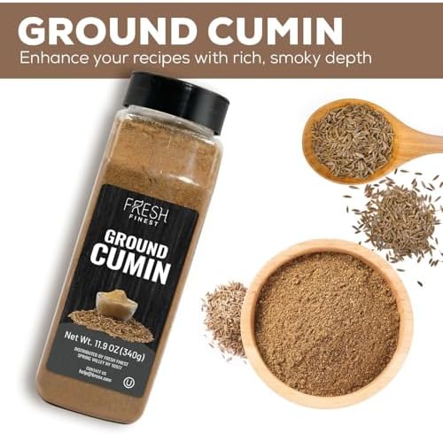Fresh Finest Ground Cumin 11.9 OZ (340g) - Premium Quality Ground Cumin - All-Natural, Non-GMO, Gluten-Free, Kosher - Perfect for Cooking, Seasoning, and Spicing