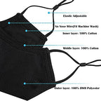 comfso Kids Cloth Face Mask,Black Masks Adjustable Ear Loops,Breathable Face Masks, Cotton Travel Reusable for Petite Women Teens