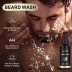 POP MODERN.C Beard Growth Kit Beard Grooming Kit 6pcs Beard Wash Shampoo Beard Oil Beard Balm Beard Comb Brush Scissors