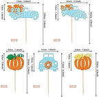 30 PCS Pumpkin Truck Cupcake Toppers Glitter Fall Theme Truck Cupcake Picks Pumpkin Cake Decorations for Harvest Thanksgiving Day Theme Wedding Birthday Party Supplies Blue