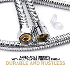 Shower Hose, 59 Inches Long Stainless Steel Handheld Shower Head Hose with Brass Insert and Nut - Durable and Flexible