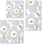 IHR Ideal Home Range Party Napkins Marimekko Disposable 3-Ply Paper Lunch Napkin Pack, 6.5" x 6.5", Unikko White/Silver, 20-Count