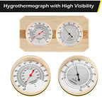 Dyna-Living Sauna Thermometer 2 in 1 Wooden Fahrenheit Thermometer Hygrometer for Sauna Indoor Hygrothermograph for Family Hotel Sauna Room
