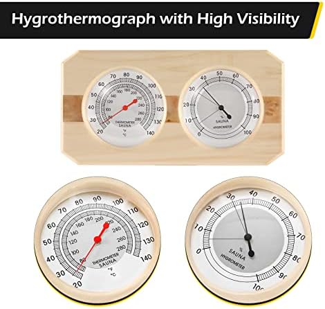 Dyna-Living Sauna Thermometer 2 in 1 Wooden Fahrenheit Thermometer Hygrometer for Sauna Indoor Hygrothermograph for Family Hotel Sauna Room