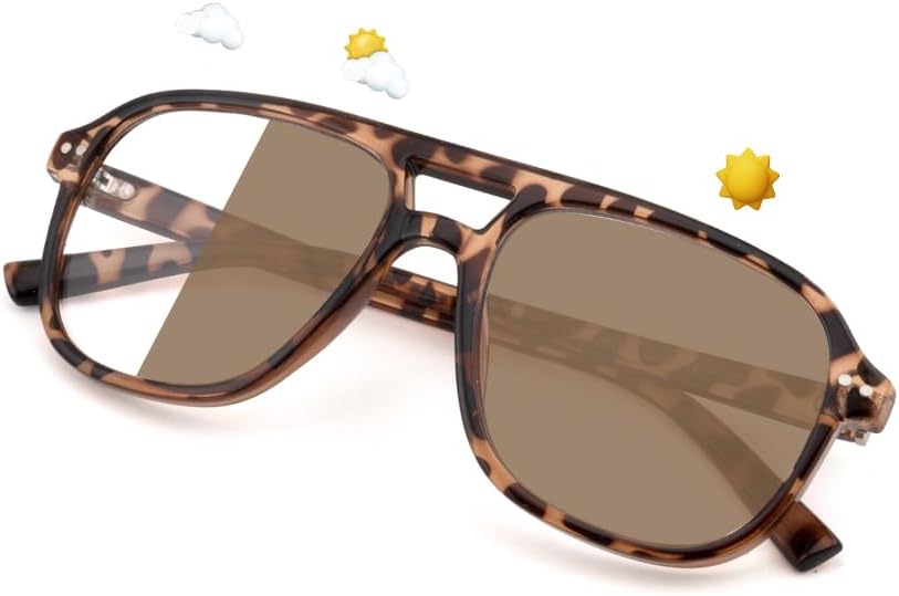 Aviator Photochromic Reading Glasses for Women Men Full Lens Transition Readers Sunglasses Color Auto Change