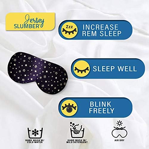 Silk Sleep Eye Mask for Men Women, Comfortable Super Soft Eye Mask with Adjustable Strap, 100% Pure Silk, Works with Every Nap Position, Ultimate Sleeping Aid Blindfold, Blocks Light, Jersey Slumber