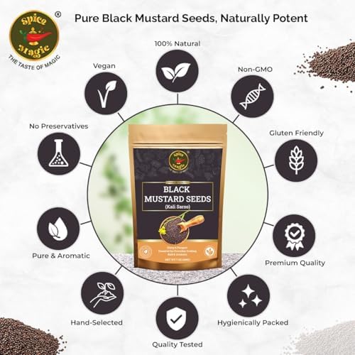 Spice Magic Black Mustard Seed ~ 100% Pure, Aromatic & Natural | 7oz (200g) I Kali Rai | Non-GMO | Indian Origin