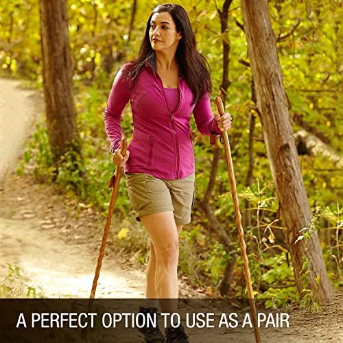 Brazos Handcrafted Wood Walking Stick, Twisted Oak, Ergonomic Style Handle, for Men & Women, Made in The USA