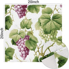 Watercolor Purple Grape Green Leaves Cloth Napkins Set of 6, 20x20 Inches Printed Dinner Napkins Cloth Washable, Table Napkins for Family Parties Weddings Holiday Dinner