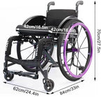 Sports and Leisure Wheelchairs for Adults, Folding Self Propelled Wheelchair,Portable Aluminum Transport Wheelchair,Adjustable Foot Pedal,220 lbs Weight Capacity(Purple)