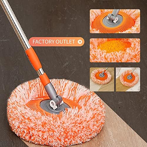 360° Rotatable Adjustable Cleaning Mop, Extendable Wall Cleaning Mop with Long Handle, Multifunctional Dust Mops Household Rotating Mops for Wall Ceiling Window Floor (Orange, 50-95CM)