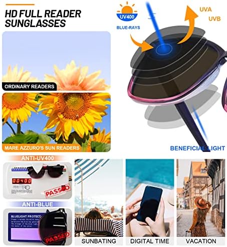 MARE AZZURO Outdoor Reading Sunglasses 2.5+ Women Readers Sunglasses 1.0 1.25 1.5 1.75 2.0 2.25 2.5 2.75 3.0 3.5 4.0 (Purple, 2.50)