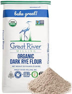 Great River Milling Organic Dark Rye Flour | Whole Grain, Non-GMO, Kosher, Unbromated | Earthy Flavor for Rye Bread, Sourdough Starter, Bagels, Crackers & Artisan Baking | 25 Lb