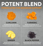 Organic Turmeric Ginger Black Pepper Supplement - High Potency Organic Turmeric Curcumin Capsules with Ginger & Black Pepper for Enhanced Benefits and Absorption - Vegan & Non-GMO (2 Month Supply)