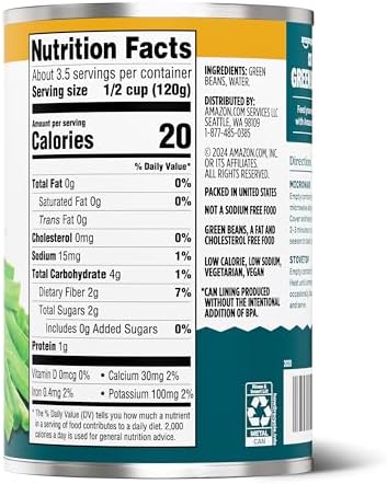 Amazon Grocery, Cut Green Beans, No Salt Added, 14.5 Oz (Previously Amazon Fresh, Packaging May Vary)