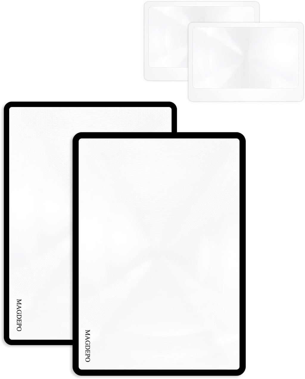 MAGDEPO Page Magnifying Sheet 3X Lightweight Flat Optical Plastic Fresnel Lens with Handy Card Size Magnifier Lenses for Seniors Reading Small Prints, Maps, Books, Bible, Magazines, etc.