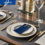 Navy Dinner Napkins with Built-in Flatware Pocket, Cloth Like Napkins, Linen-Feel Disposable Hand Napkins for Kitchen, Parties, Weddings, Dinners or Events, 16x16inches, Pack of 50