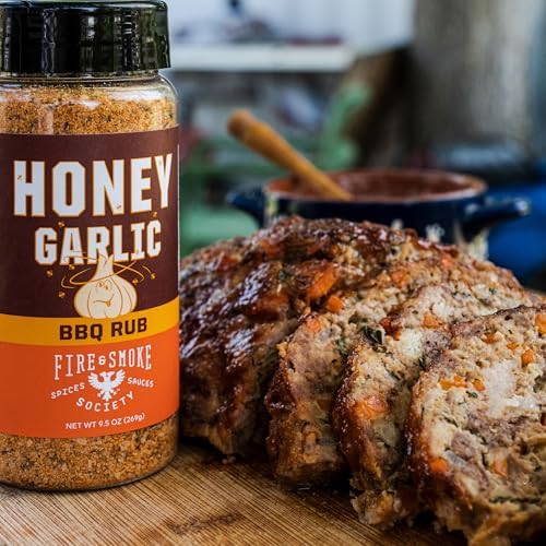 Fire & Smoke Society Honey Garlic BBQ Rub | Seasonings and Rubs for Smoking and Grilling | Pulled Pork Ribs Chicken, Burgers, Dry BBQ Rubs Spices | Honey Garlic, Brown | M 6.5 oz
