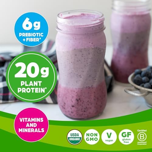 Orgain Organic Vegan Meal Replacement Protein Powder, Vanilla Bean - 20g Plant Based Protein, Gluten Free, Dairy Free, Lactose Free, Soy Free, No Sugar Added, For Smoothies & Shakes - 2.03lb