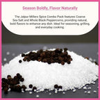 Jalpur Millers Spice Combo Pack - Sea Salt Coarse 200g - Whole Black Peppercorns 100g (2 Pack)