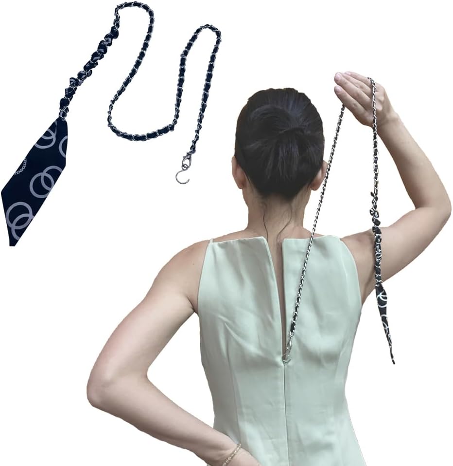 ZipSeven Zipper Puller for Dress and Boots Zipper Helper Zip Up and Down Pull Assistant with Easy Zip Aid Puller by Yourself with Jewelry (Black, Standard)