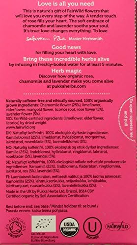Pukka Organic Herbal Tea - Love - Rose Chamomile and Lavender - 0.8 oz - 20 Count