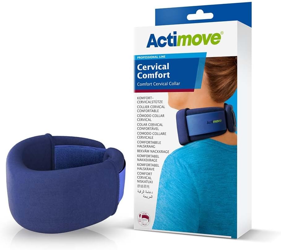 Actimove Professional Cervical Comfort Collar | Soft Foam Neck Brace for Sleeping - Relieves Neck Pain & Spine Pressure, Neck Collar Brace Support After Whiplash or Injury | Blue, Medium
