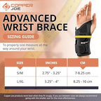 Copper Joe Orthopedic Copper Infused Wrist Brace & Splint – Adjustable Compression Wrist Support for Arthritis, Carpal Tunnel, Tendinitis, Tennis Elbow, RSI & Ganglion Cyst Pain Relief for Men & Women (Black, S/M, Right Hand)