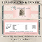 Photo Christening Personalized Wrappers for Chocolate Bars, Party Favors (Set of 12)(W724)(W733)