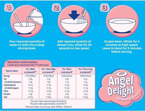 Angel Delight Strawberry Flavour - 59g - Pack of 6 (59g x 6)