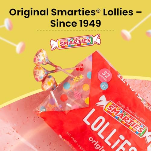 Smarties Double Lollies - Gluten Free, Peanut Free, Fat Free Assorted Fruity Flavors Lollipops - Low Calorie Perfect for Birthdays, Parties - Made by US Candy Company Since 1949-1 Pound, 55 Count