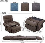 14-Position Adjustable Floor Chair, Chaise Lounge Indoor, Folding Lazy Sofa with Armrests and a Pillow Padded Adults Gaming Chairs for Living Room, Bedroom Factory Price (Brown) 8803CO