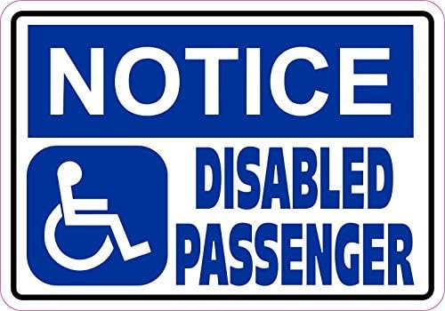 StickerTalk Notice Disabled Passenger Vinyl Sticker, 5 inches by 3.5 inches