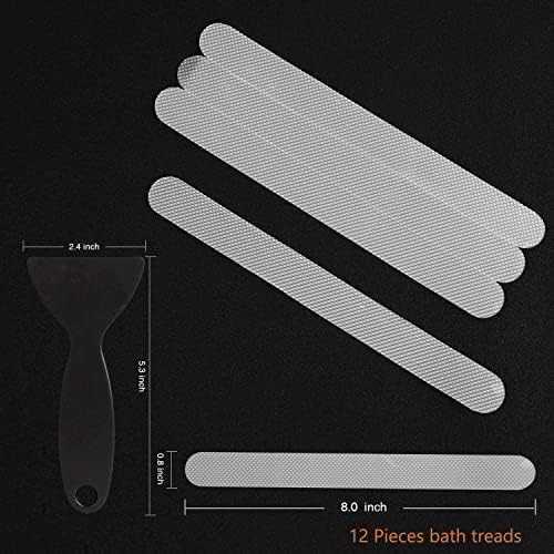 Original Anti-Slip Shower Stickers for Bathtub & Shower Floor, Strong Adhesive Safety Strips with Scraper Ideal for Families with Kids, Adults & Seniors, 24 PCS (Clear)