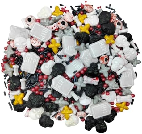 Homankit Halloween Sprinkles for Cake Decorating Edible Candy Eyeballs Dog Bones Tombstone Skull Cross Sprinkle Mix Cake Cupcake Toppers Cookie Dessert Decorations 3.53 Ounces