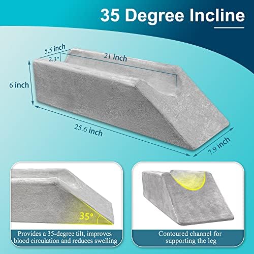 Zelen Leg Elevation Pillow Wedge Knee Leg Rest Pillows for Sleeping Post Surgery Knee Support Foam Bed Wedges Legs Bolster Foot Elevation After Surgery Elevating Pillow Positioning Wedge Cushion