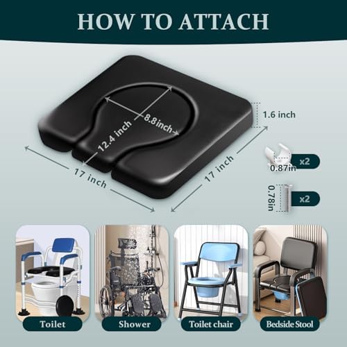 Commode Seat Cushion, Super Soft Sponge Padded Commode Chair Seat Pad for Elderly/Handicapped/Disabled, Shower Wheelchairs, Toilet Chairs