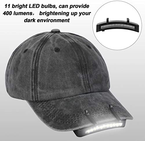 Mudder 4 Pcs Hat Light Clip 11 LED Cap Lights Clip on Hat Headlamp Battery Powered Cap Brim Lamp Black Waterproof Ultra Bright Headgear Flashlight for Hunting Camping Fishing Hiking