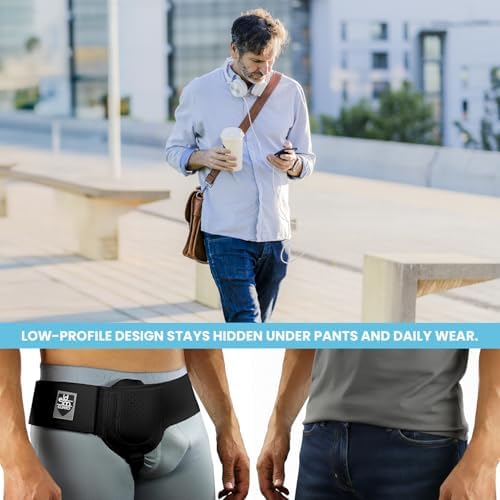 Everyday Medical Hernia Guard - Inguinal Hernia Belt for Men, Post Surgery Men's Inguinal Hernia Support Truss for Inguinal, Groin Hernias Adjustable Waist Strap - Black, Large/XLarge