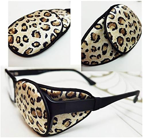 Kid/Adult Visual Acuity Recovery Silk Eye Cover, Training Amblyopia Strabismus Corrected Lazy Eye Patches for Glasses (Brown Leopard)