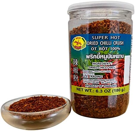 Dragonfly Super Hot Dried Chilli Crush, Dried Chili Pepper Flakes, 6.3 Ounce, Pack of 1